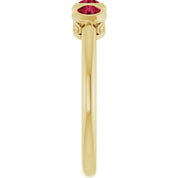 14K Yellow Natural Ruby Three-Stone Ring