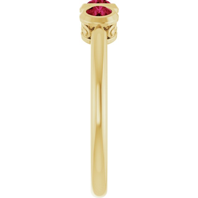 14K Yellow Natural Ruby Three-Stone Ring
