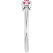 Sterling Silver Natural Pink Tourmaline Three-Stone Ring