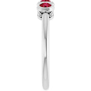 Sterling Silver Natural Ruby Three-Stone Ring