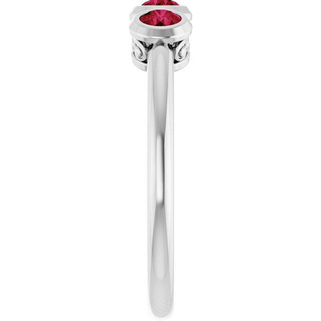 Sterling Silver Natural Ruby Three-Stone Ring