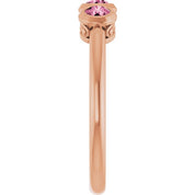 14K Rose Natural Pink Tourmaline Three-Stone Ring