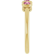 14K Yellow Natural Pink Tourmaline Three-Stone Ring