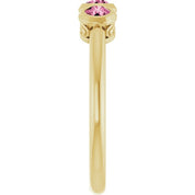 14K Yellow Natural Pink Tourmaline Three-Stone Ring