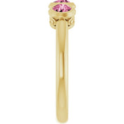 14K Yellow Natural Pink Tourmaline Three-Stone Ring