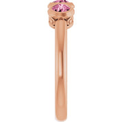 14K Rose Natural Pink Tourmaline Three-Stone Ring