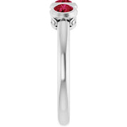 14K White Natural Ruby Three-Stone Ring