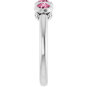 Sterling Silver Natural Pink Tourmaline Three-Stone Ring