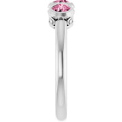 Sterling Silver Natural Pink Tourmaline Three-Stone Ring