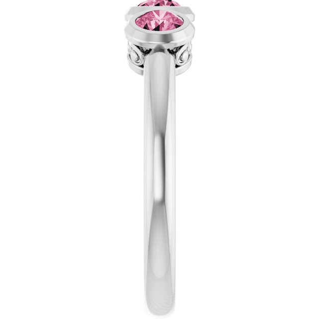 Sterling Silver Natural Pink Tourmaline Three-Stone Ring