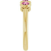 14K Yellow Natural Pink Tourmaline Three-Stone Ring