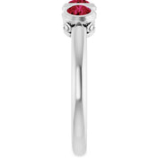 Sterling Silver Natural Ruby Three-Stone Ring