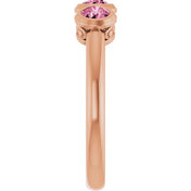 14K Rose Natural Pink Tourmaline Three-Stone Ring