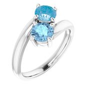 14K White Natural Aquamarine & Natural Swiss Blue Topaz Ring