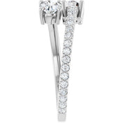 14K White 7/8 CTW Natural Diamond Two-Stone Ring