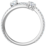 14K White 7/8 CTW Natural Diamond Two-Stone Ring