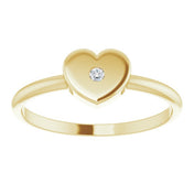14K Yellow .01 CT Natural Diamond Youth Heart Ring