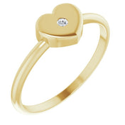 14K Yellow .01 CT Natural Diamond Youth Heart Ring