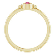 14K Yellow Lab-Grown Ruby & .04 CTW Natural Diamond Ring