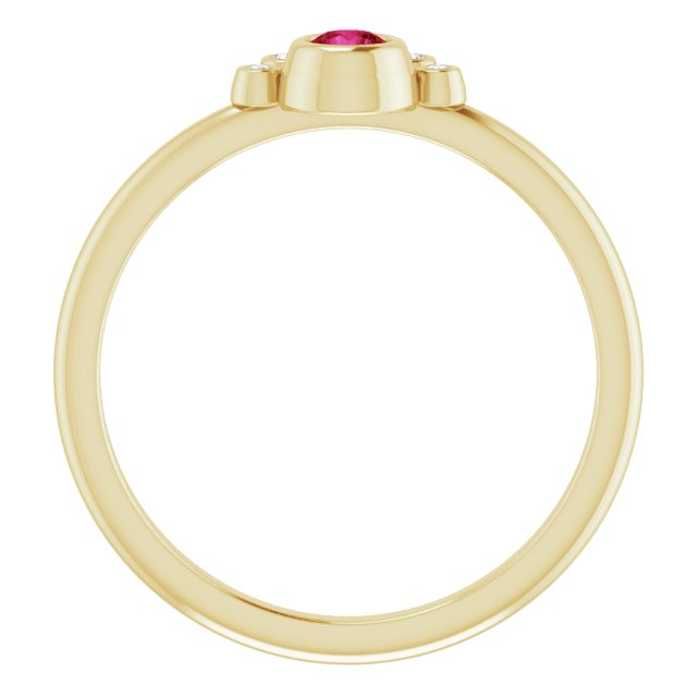 14K Yellow Natural Ruby & .04 CTW Natural Diamond Ring