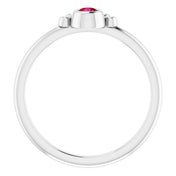 14K White Natural Ruby & .04 CTW Natural Diamond Ring