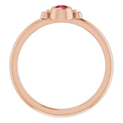 14K Rose Natural Ruby & .04 CTW Natural Diamond Ring