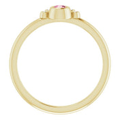 14K Yellow Natural Pink Tourmaline & .04 CTW Natural Diamond Ring