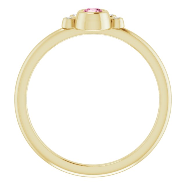 14K Yellow Natural Pink Tourmaline & .04 CTW Natural Diamond Ring