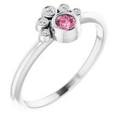 14K White Natural Pink Tourmaline & .04 CTW Natural Diamond Ring