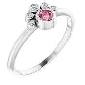 Sterling Silver Natural Pink Tourmaline & .04 CTW Natural Diamond Ring