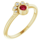 14K Yellow Lab-Grown Ruby & .04 CTW Natural Diamond Ring