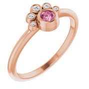 14K Rose Natural Pink Tourmaline & .04 CTW Natural Diamond Ring