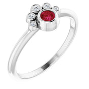 14K White Lab-Grown Ruby & .04 CTW Natural Diamond Ring