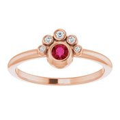 14K Rose Natural Ruby & .04 CTW Natural Diamond Ring
