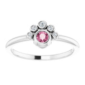 Platinum Natural Pink Tourmaline & .04 CTW Natural Diamond Ring