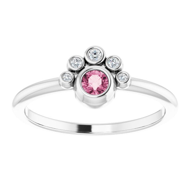 14K White Natural Pink Tourmaline & .04 CTW Natural Diamond Ring