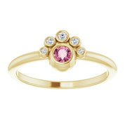 14K Yellow Natural Pink Tourmaline & .04 CTW Natural Diamond Ring