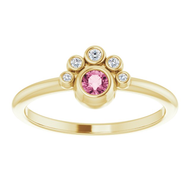 14K Yellow Natural Pink Tourmaline & .04 CTW Natural Diamond Ring