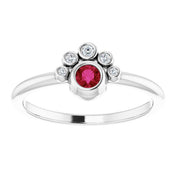 Platinum Natural Ruby & .04 CTW Natural Diamond Ring