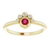 14K Yellow Natural Ruby & .04 CTW Natural Diamond Ring