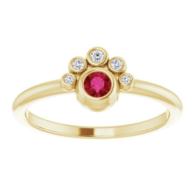 14K Yellow Natural Ruby & .04 CTW Natural Diamond Ring