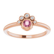 14K Rose Natural Pink Tourmaline & .04 CTW Natural Diamond Ring