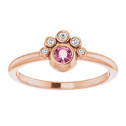 14K Rose Natural Pink Tourmaline & .04 CTW Natural Diamond Ring