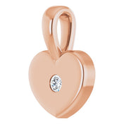 14K Rose .01 CT Natural Diamond Youth Heart Pendant