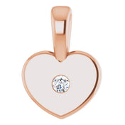 14K Rose .01 CT Natural Diamond Youth Heart Pendant