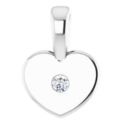 14K White .01 CT Natural Diamond Youth Heart Pendant
