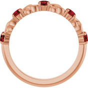 14K Rose Natural Mozambique Garnet Stackable Ring