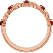 14K Rose Natural Mozambique Garnet Stackable Ring