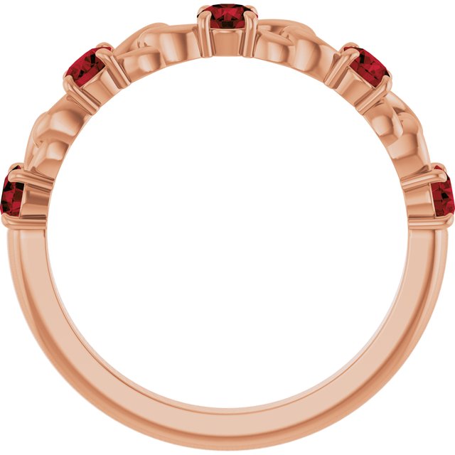 14K Rose Natural Mozambique Garnet Stackable Ring