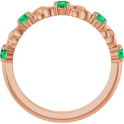 14K Rose Natural Emerald Stackable Ring